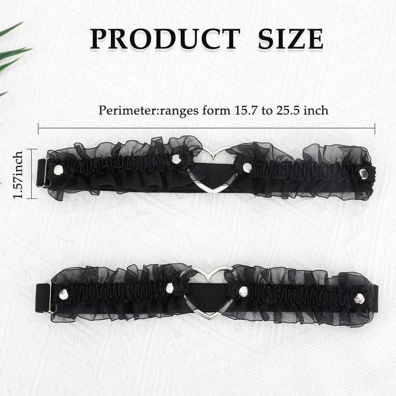 MystiCharm Store Garter Belt for Women Girls Lace Heart Leg Garters 2 Pcs Adjustable Wedding Punk Gothic Elastic Garter Belts - Image 5